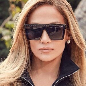 QUAY X JLO SUNGLASSES - HINDSIGHT STUDDED BLACK